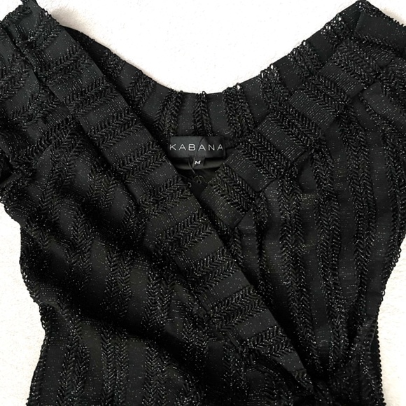 NWT Kabana Women's Black Cross Front Mini Dress 3/4 Sleeves Size Medium - Picture 3 of 10